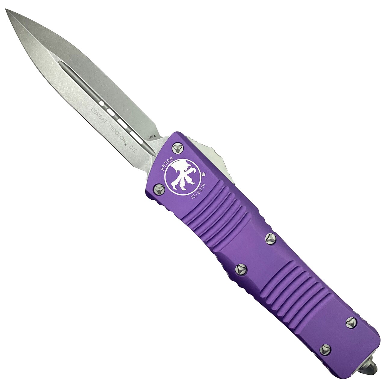 Microtech Purple Combat Troodon, Stonewash Dagger
